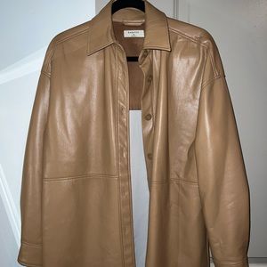 ARITZIA BABATON PELLI JACKET VEGAN LEATHER IN ICED LATTE SIZE XS